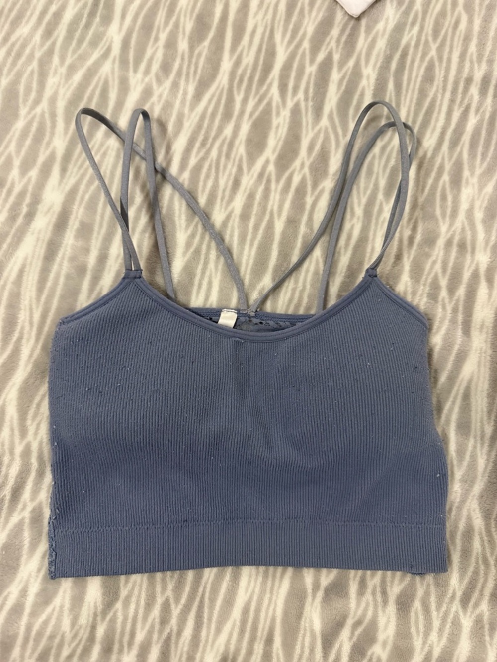 Blue Lace Back Tank Top